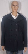SCHOTT US 740N Pea Coat Wool Double Breasted Black USA Jacket Size: MEDIUM-LARGE