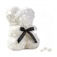 Eternal Rose Teddy Bear Artificial Flower Gift for Mom Birthday Valentine's Deco