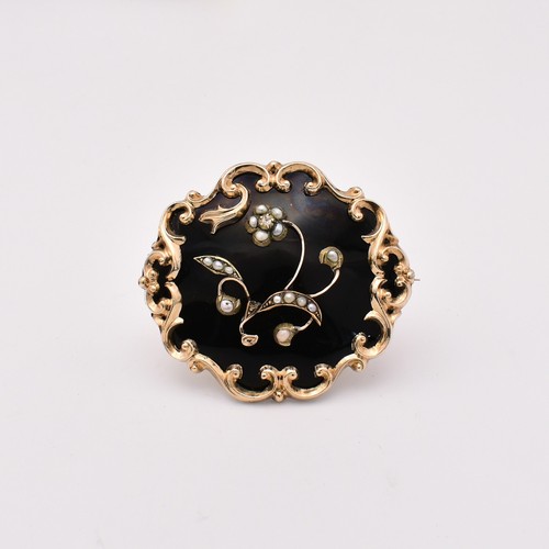 Antique gold mourning - antique, brooch