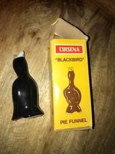 Vintage Ceramic Black Bird Pie Funnel Steam Vent in Original Box - Kitchen Decor