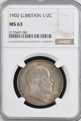 Edward 1902 half crown ngc - 1902,