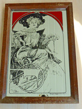 Vintage Art Nouveau Mucha Mirror 34 mm x 24 mm
