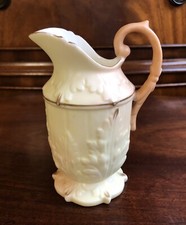 Antique Locke & Co Worcester Blush Ivory Leaf Design 4.75” Porcelain Jug