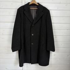 CROMBIE Coat Mens Size 48 Medium Charcoal Grey Wool Overcoat Smart Formal City