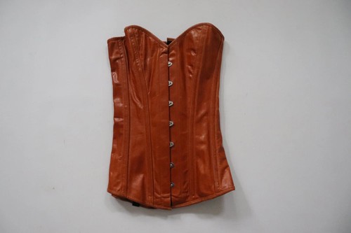 Brown real leather corset - ,