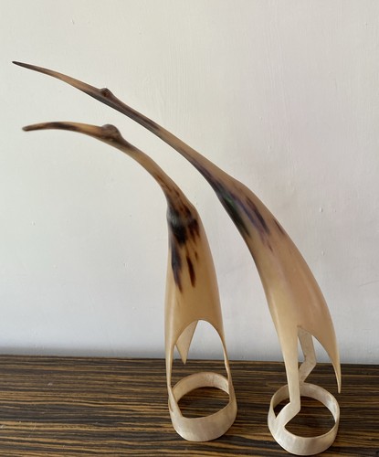 Pair vintage hand - vintage, hand-carved