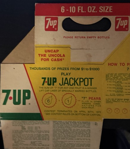 Vintage 1972 7up cardboard - vintage,