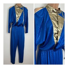 Vintage 80s Blue & Gold Lame