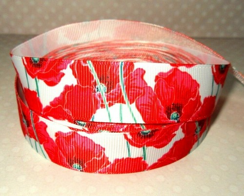 Grosgrain red poppy ribbon 8 - poppy, 7/8