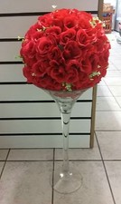 Martini vase with red flower
