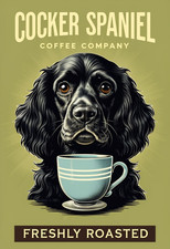 Cocker Spaniel Coffee Company Metal Sign, Cocker Spaniel Sign, Coffee Plaque