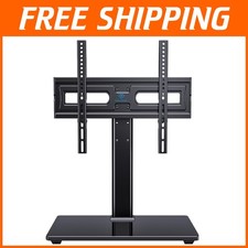 Adjustable Swivel Table Top TV Stand for 32-65 Inch TVs - Heavy-Duty Glass Base