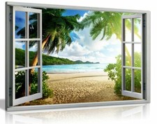 Beach Sunset View 3D Window