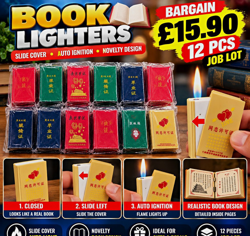 12x mini book lighters - mini,