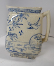 Antique 1880’s Edge Malkin & Co Ironstone Pitcher TONQUIN Blue Transferware