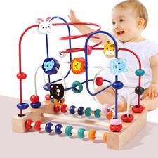 Wooden Bead Maze Colorful Educational Counting Animals Shapes Learning Kids Toy