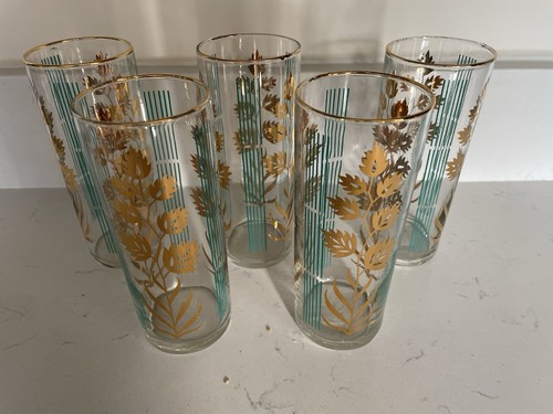 Vintage tall glasses with - 5,