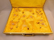 12 XO BRANDY Zodiac Animal Glass Bottles Decanter Blown Glass France & Gold Case