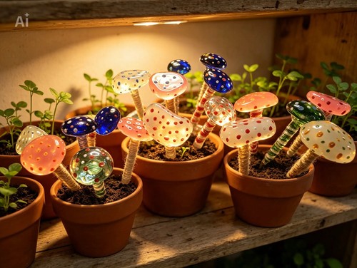 Whimsical quirky toadstools - whimsical,