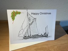 Thames Sailing Barge Lady of the LeaChristmas Card Personalise  210x140mm 8”x6”