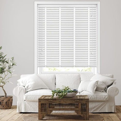 White faux wood venetian - white,