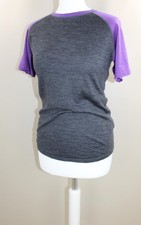Crane Merino Wool Women’s T-Shirt UK 12 Purple Grey Short Sleeve Baselayer 180gs