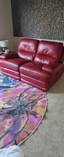 Red Leather 2-Seater Sofa with Electric Recliner Chair