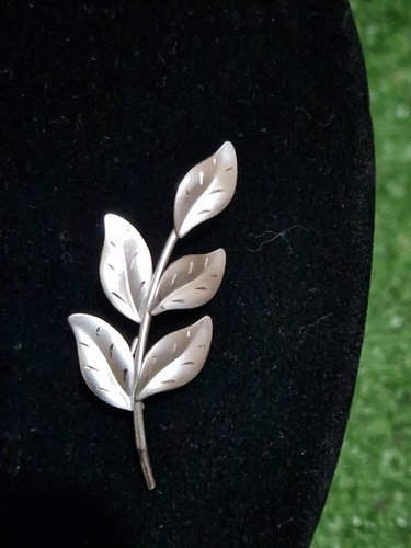 Vintage silver stamped leaf - silver,