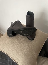 M&S Grey Suede Ladies Boots Size 4 With Side Zip . Great Used Condition