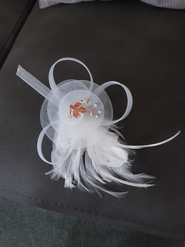 Clip fascinator white with - clip,