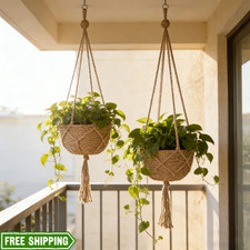 Macrame jute plant hanger - jute,