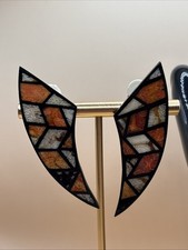  Coral Mosaic earrings Geometric Vintage for Women unique design 