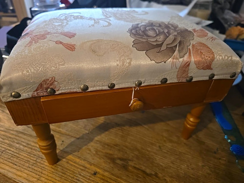 Floral upholstered footstool - upholstered,