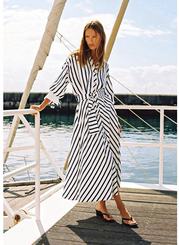 Zara striped belted midi - striped,