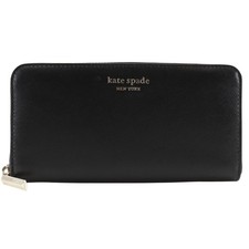 Kate Spade Spencer Round Long Wallet PWR00281 Leather Black Zip Around Women's