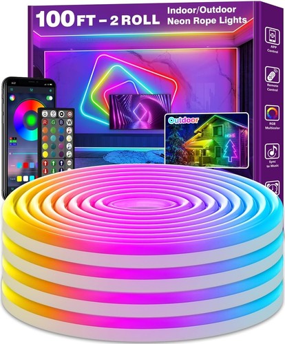 30m neon rope lights flexible - neon,