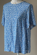 John Lewis  Blue/ White Polka Dot Ladies Short Sleeve Blouse/ Top ~ Size Uk 16