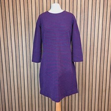 Joules Marie Dress Red Blue Striped UK 14 Straight Above Knee 3/4 Sleeve