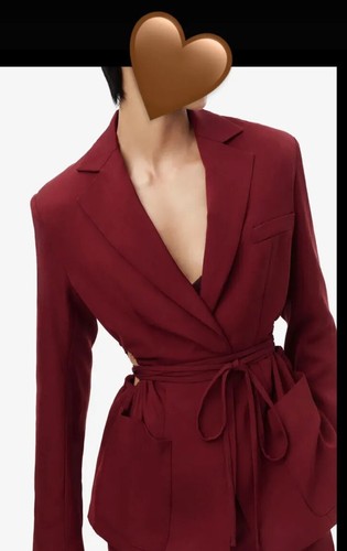 Zara burgundy blazer cut out - blazer, cut-out