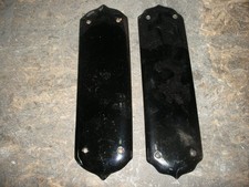 Pair of reclaimed Edwardian black ceramic door finger plates