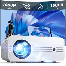 Projector, 2024 Upgraded Mini Portable Projector 5G WiFi Bluetooth, 15000 Lumen