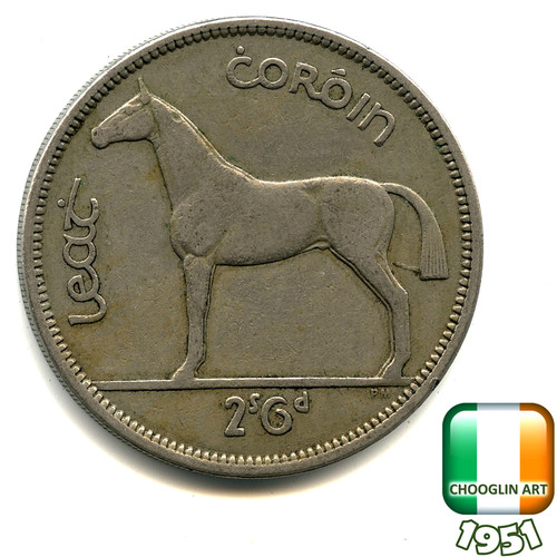 Irish 1951 half crown 2s6d - half,