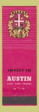 Matchbook Cover - Austin Cars Trucks UK England