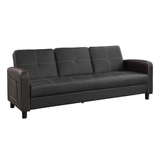 Sofa Bed Faux Leather with Cup