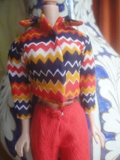 Original Mattel Barbie Clothes 1972 Zig Zag Bag Shirt Only #3428 GC