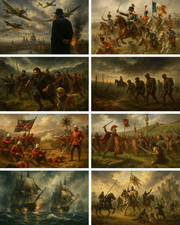 Historic Battle Scenes Army Navy Cavalry War Poster Print Framed Canvas Wall Art