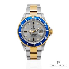 Rare Rolex Submariner Date 16613 - 1993, With Box Bi-Metal 40mm Silver ‘Serti...