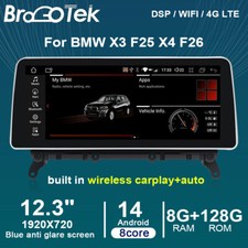 12.3'' 128G Carplay Auto GPS 4G LTE WIFI Radio Android For BMW X3 F25 X4 F26 NBT