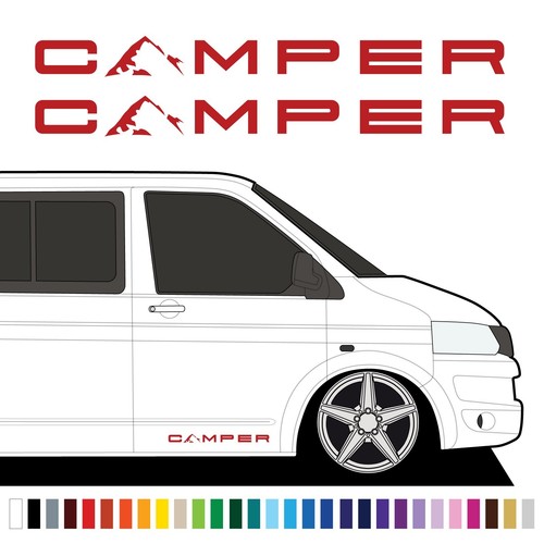 Camper mountain door stickers - mountain,