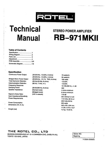 Service manual for - , rotel